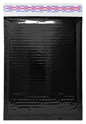 Size #CD (7.25"x7" Interior) Glamour BLACK Bubble Mailers with Peel-N-Seal